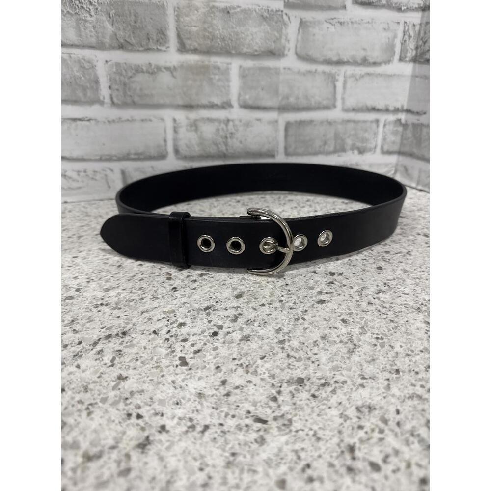 Vintage Y2K Coach Black Leather Belt with Silver Buckle, Size Small